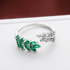 Dainty Emerald Green Leaf Ring