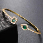 Elegant Emerald Open Cuff Bracelet
