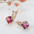 Crimson Square Crystal Rose Gold Earrings