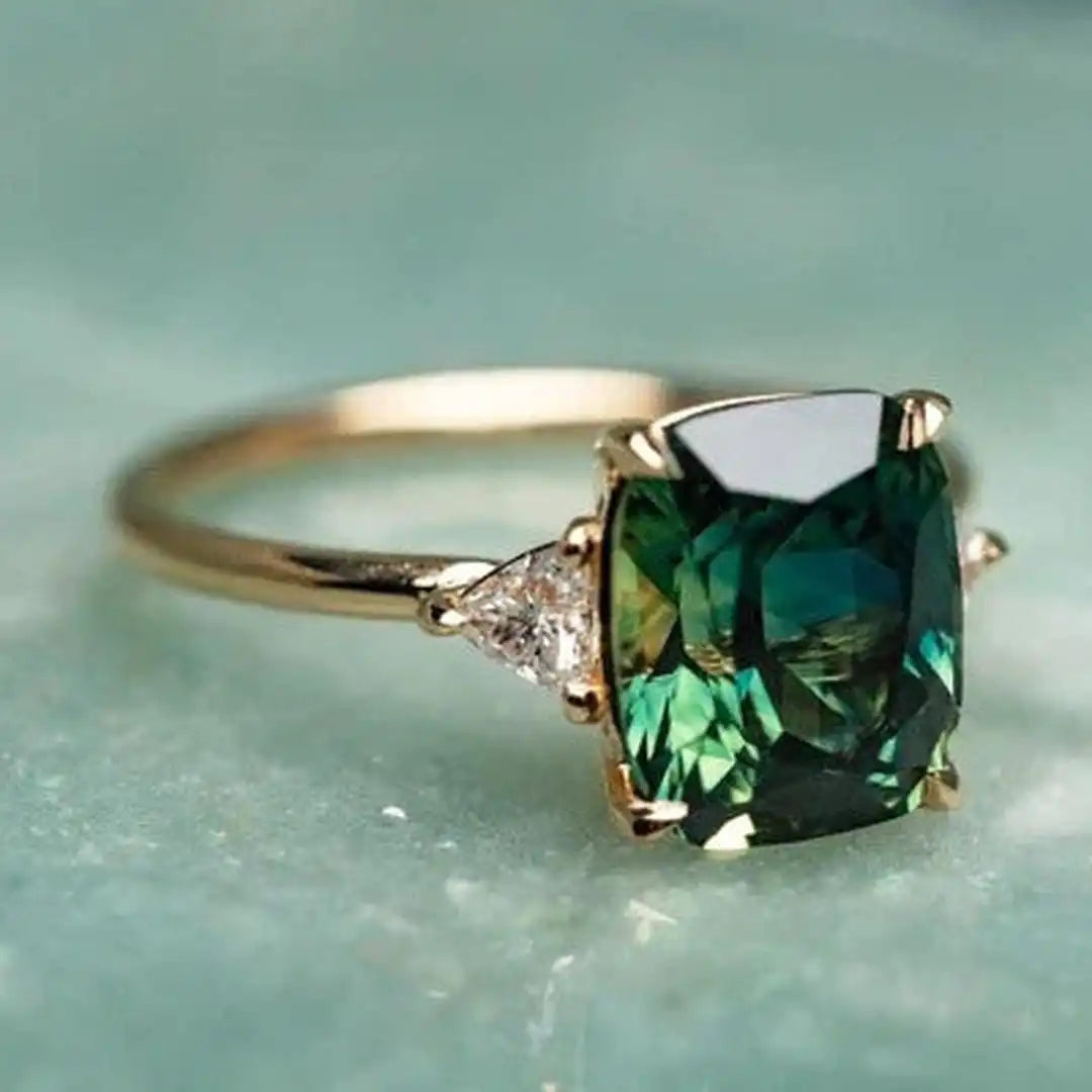 Vintage Inspired Emerald Gold Ring