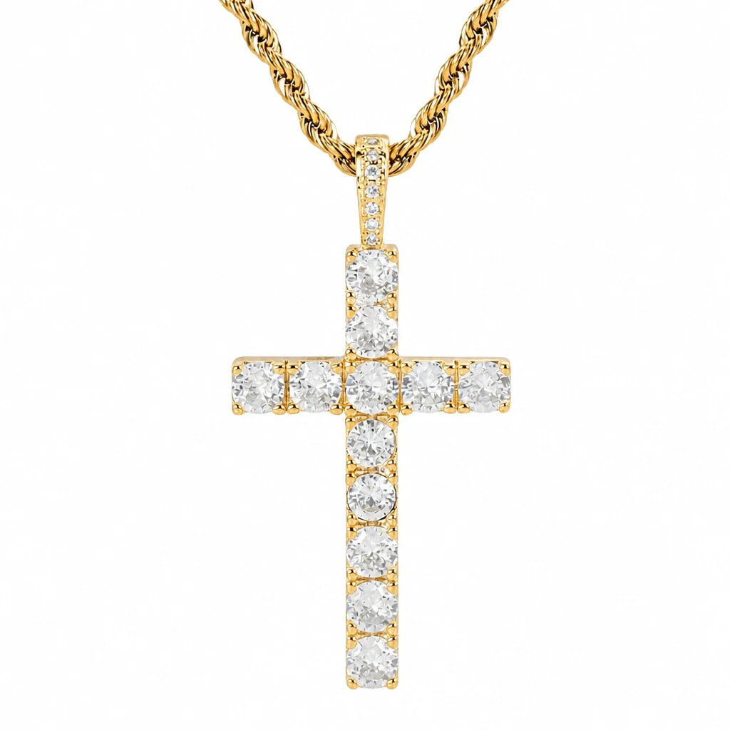 Gold Cross Crystals Necklace