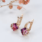 Crimson Square Crystal Rose Gold Earrings