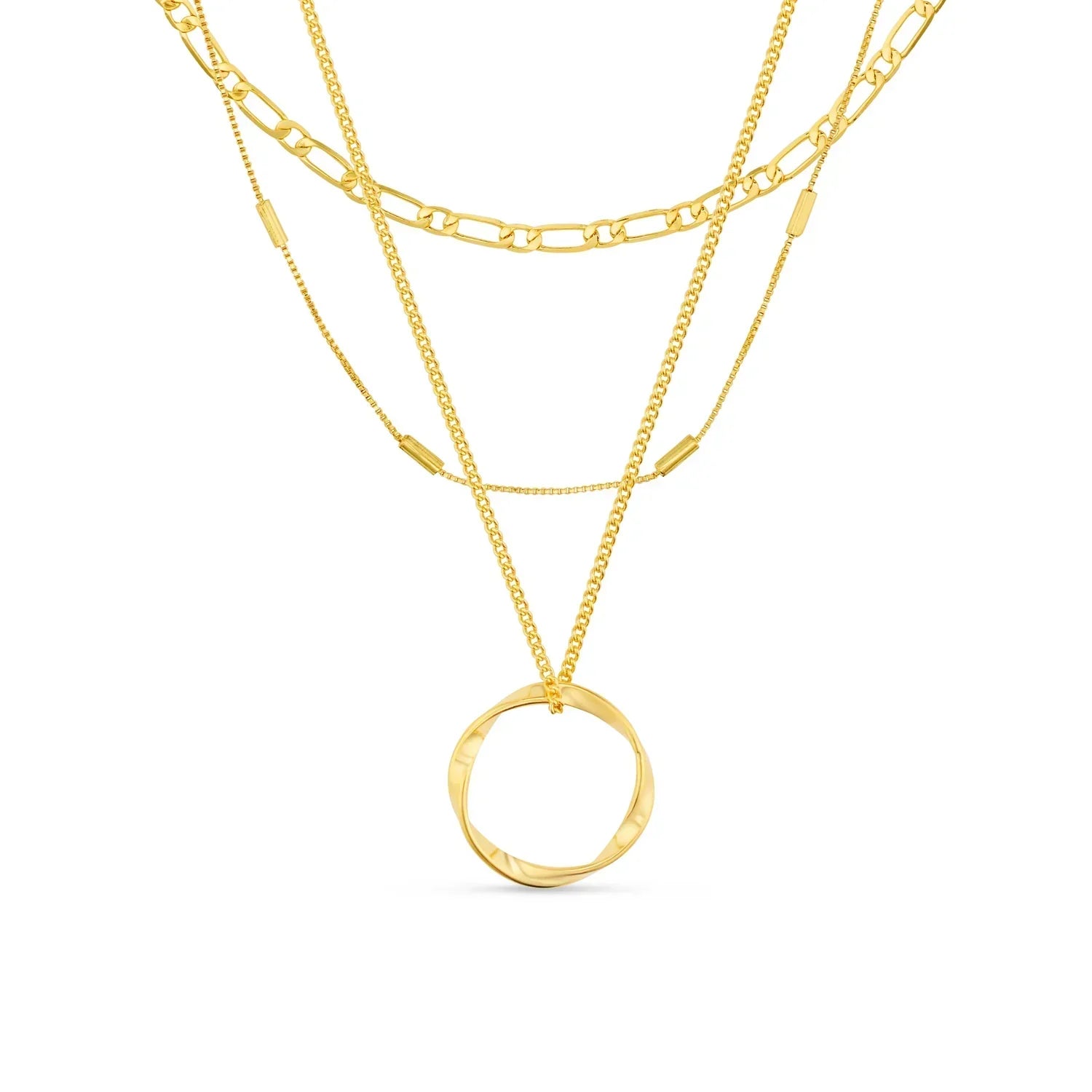 Gold Three Row Necklace