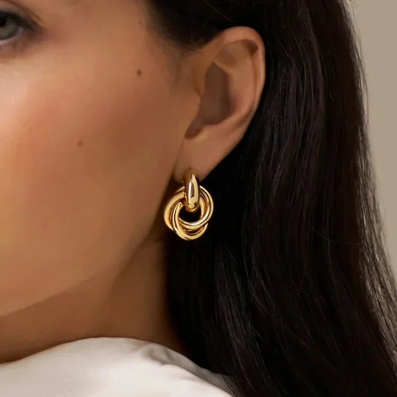 Statement Interlocking Gold Earrings