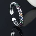 Color Stripe Silver Ring