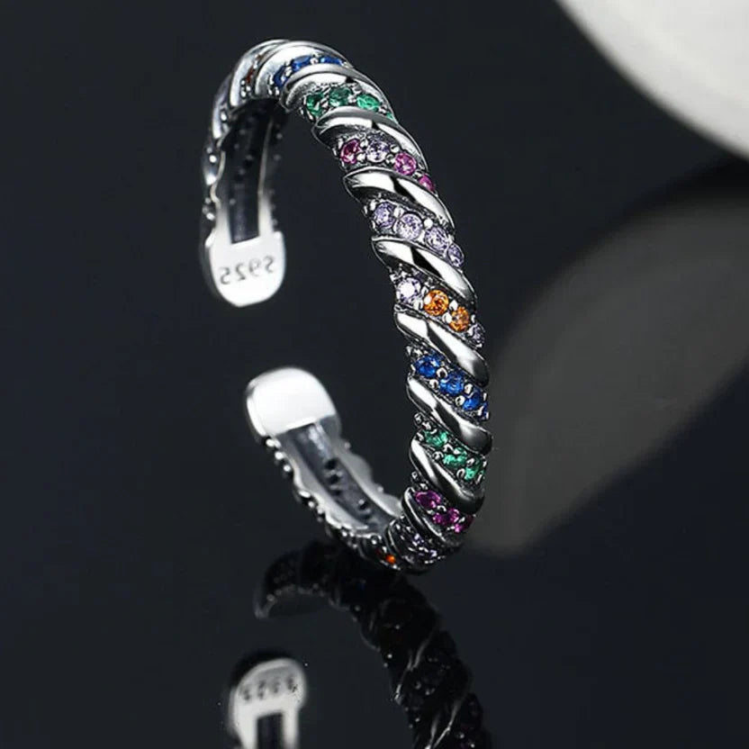 Color Stripe Silver Ring