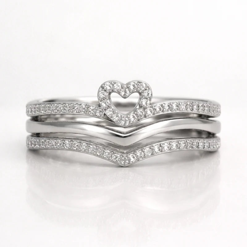 Zirconia Heart Stack Ring