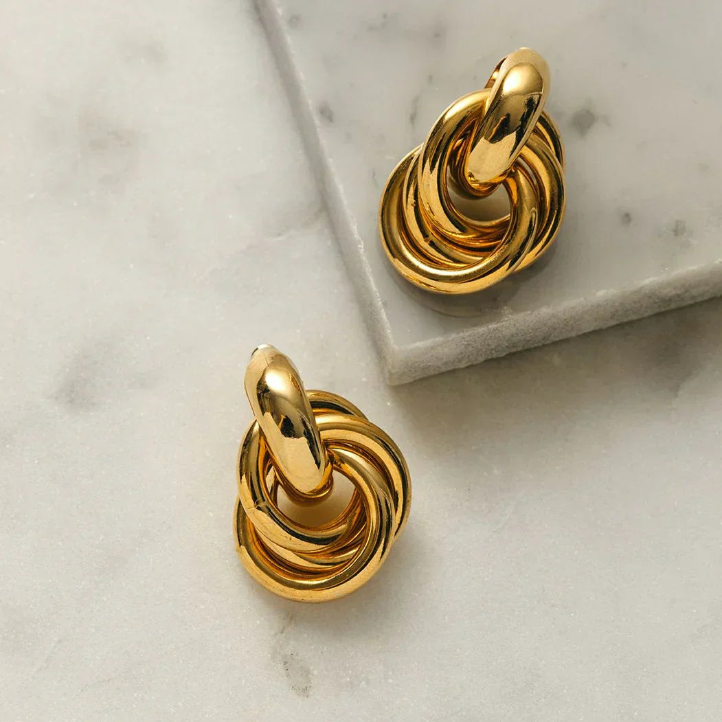 Statement Interlocking White Gold Earrings