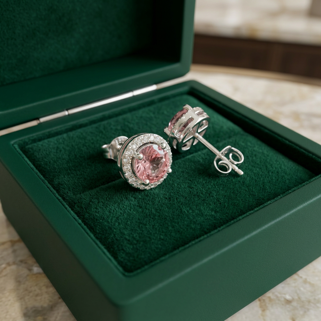 Pink Round Pave Studs