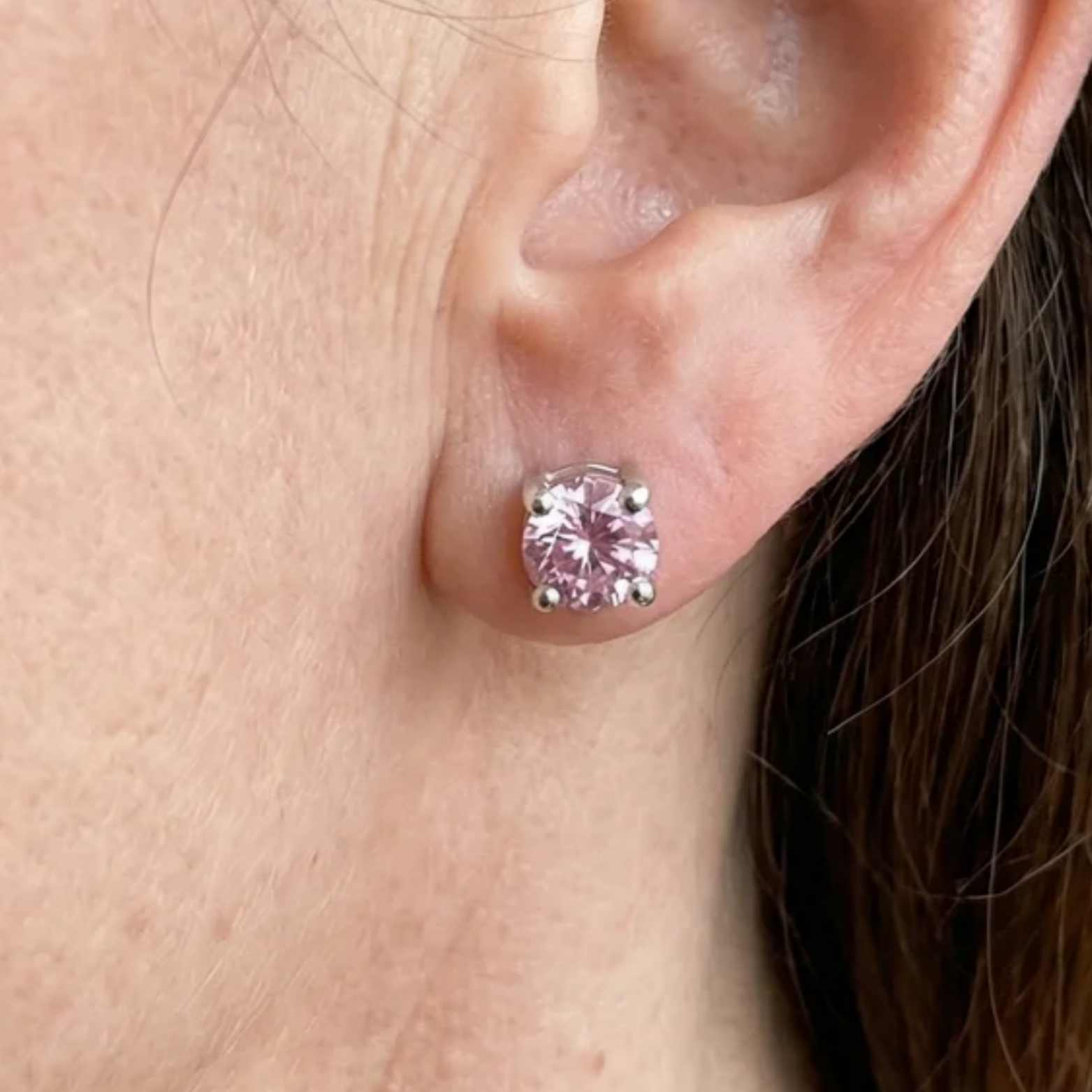 Pink Sapphire Round Studs