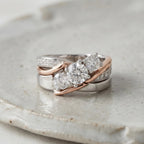 Retro Gold Silver Zirconia Ring