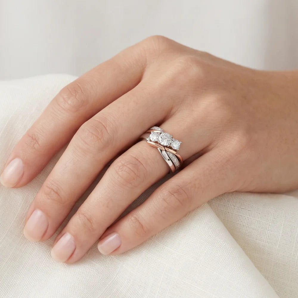 Retro Gold Silver Zirconia Ring