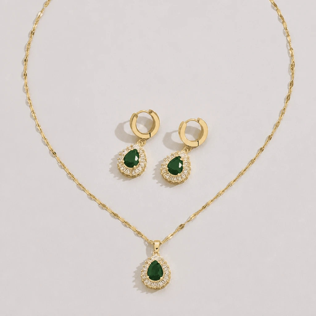 Emerald Pear Drop Set