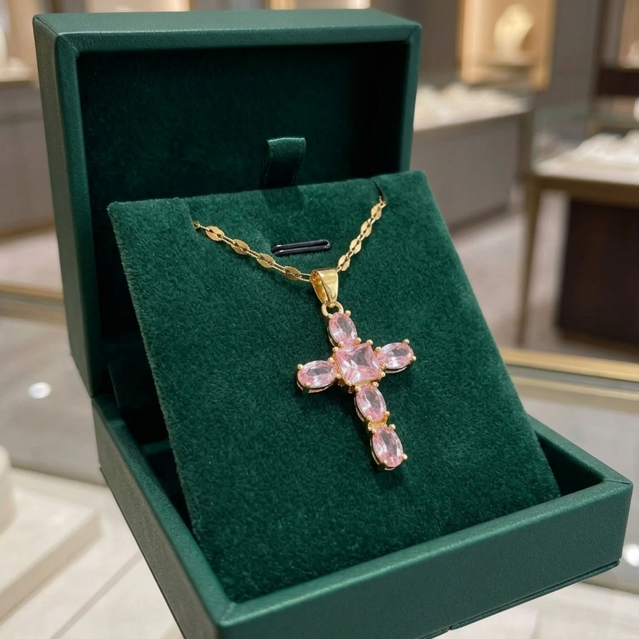 Rose Faith Cross Necklace
