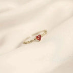 Heartstone Marquise Accent Band Adjustable Ring