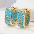 Turquoise Pavé Gold Earrings