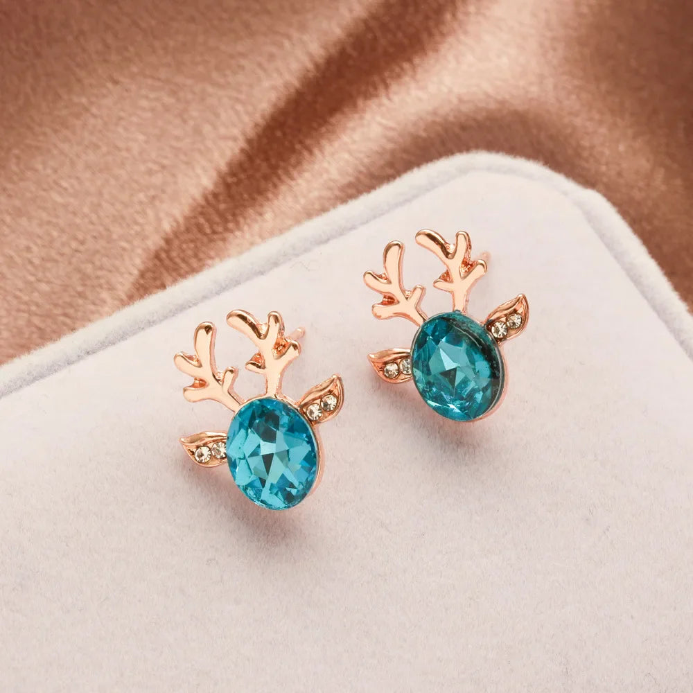 Reindeer Crystal Stud Earrings