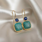 Gold Ornate Turquoise Earrings