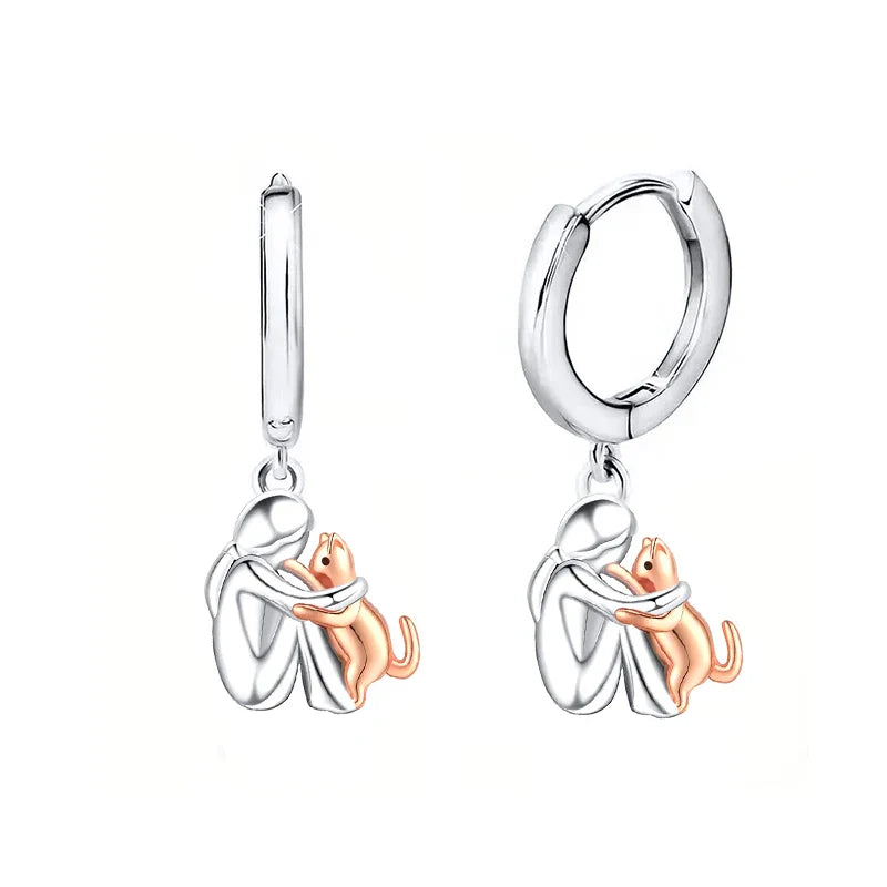 Luxe Two-Tone Cat Earrings