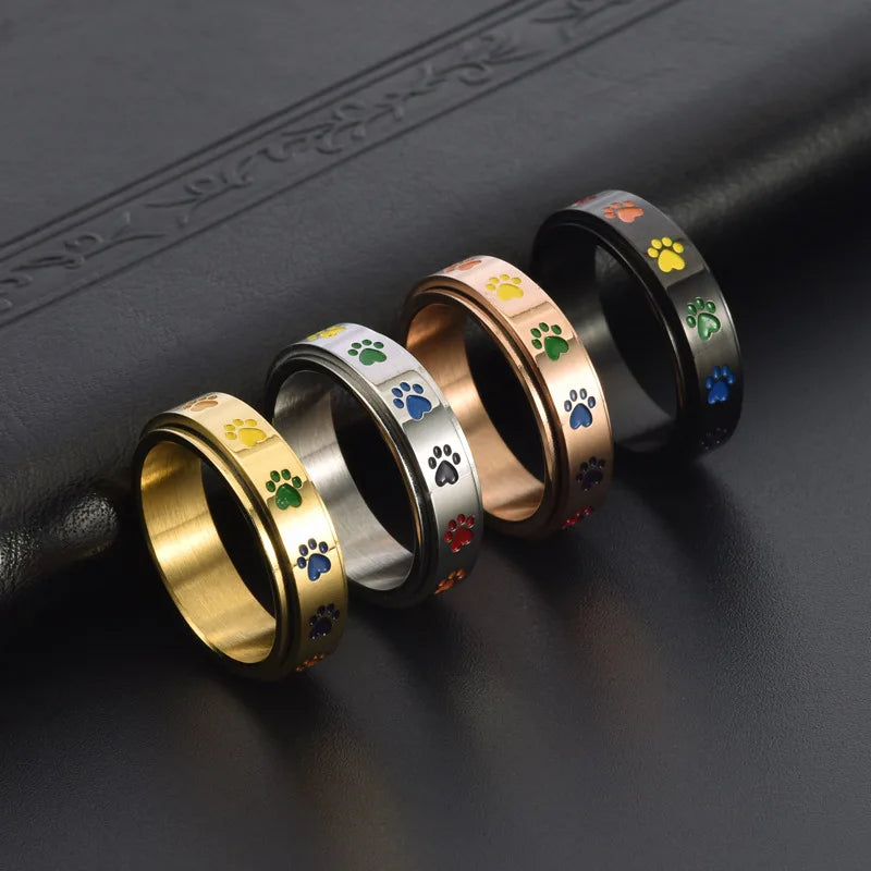 Stainless Paw Spinner Ring