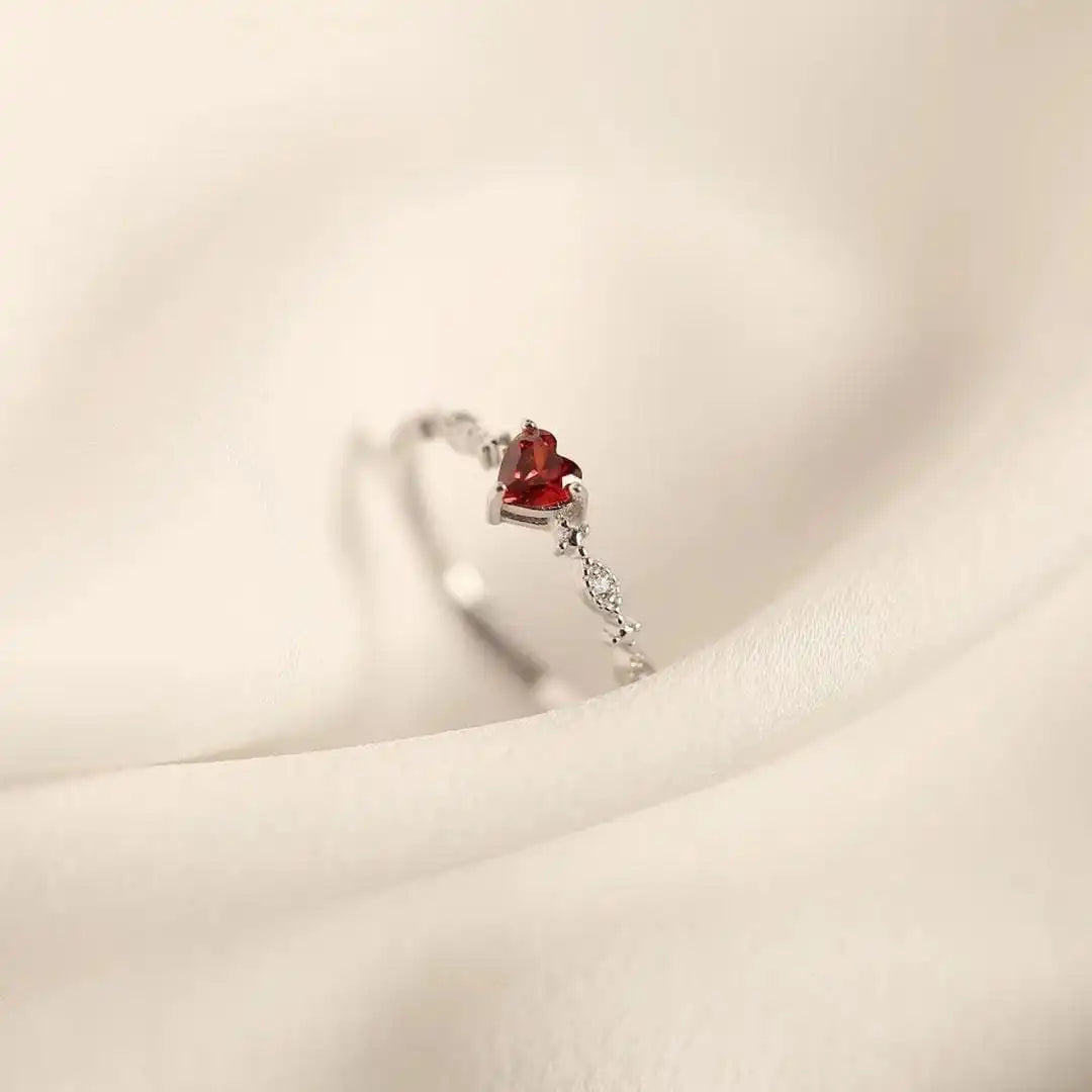 Heartstone Marquise Accent Band Adjustable Ring