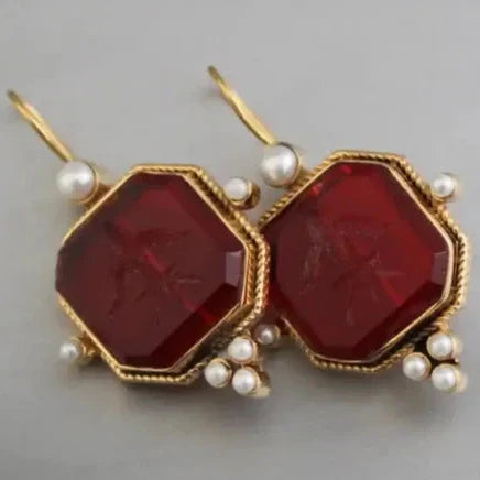 Vintage Pearl Geometric Earrings