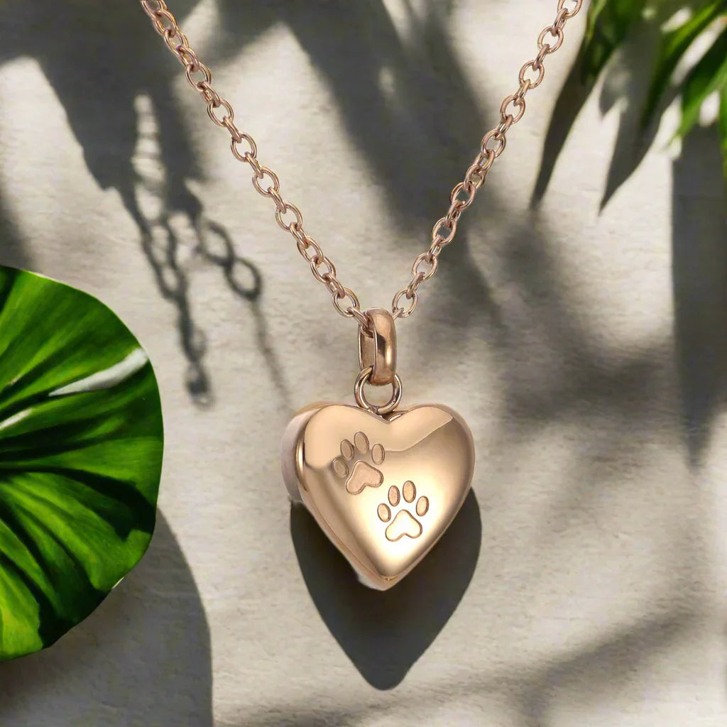 Paw Heart Urn Necklace