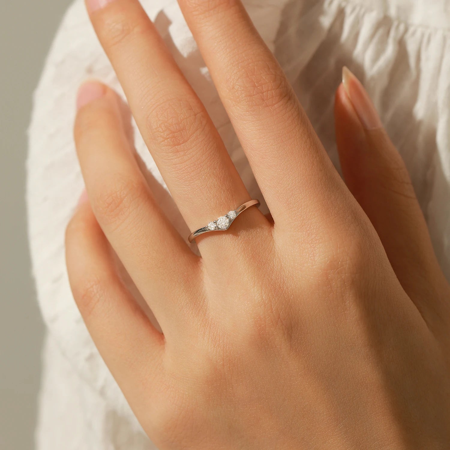 Petite Crystal Chevron Ring
