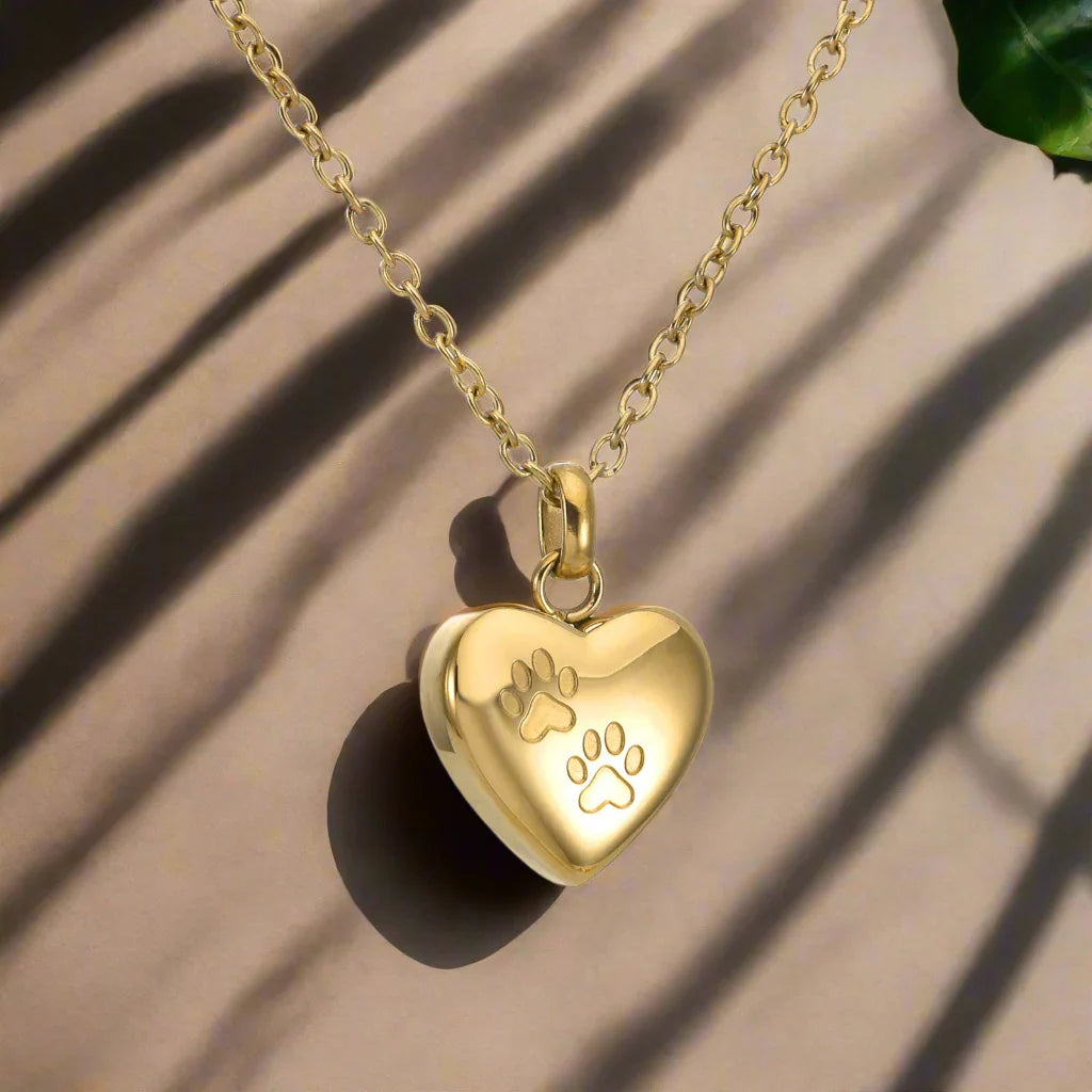 Paw Heart Urn Necklace