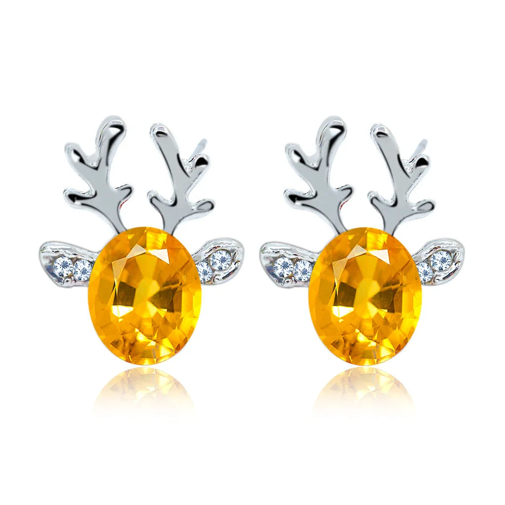 Reindeer Crystal Stud Earrings