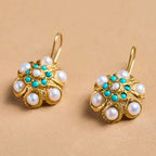 Turquoise Pearl Cluster Earrings