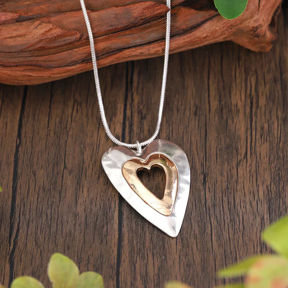 Classic Two Tone Heart Necklace