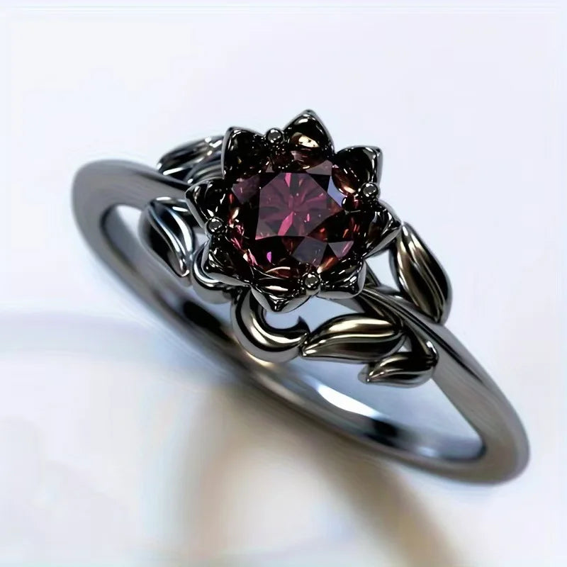 Timeless Red Stone Flower Ring