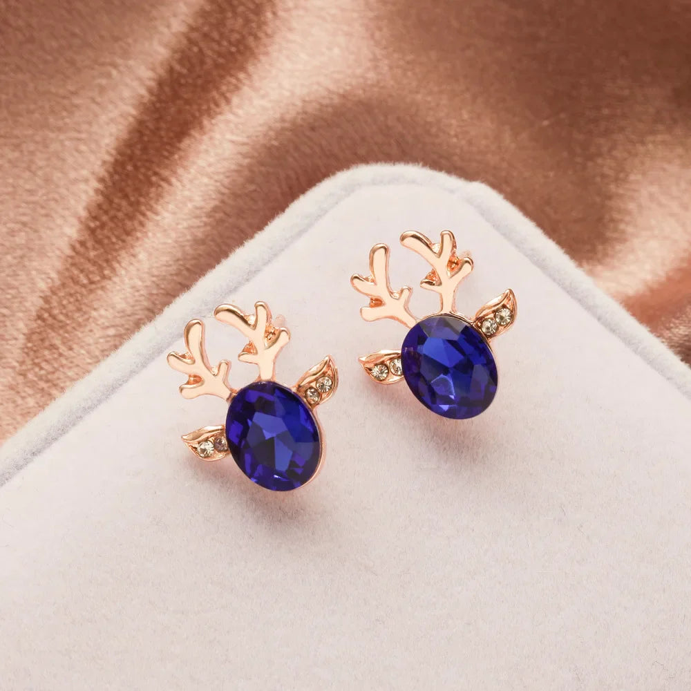 Reindeer Crystal Stud Earrings
