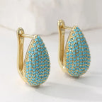 Turquoise Pavé Teardrop Earrings