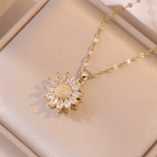 Sunflower Zircon Necklace and Earrings Set