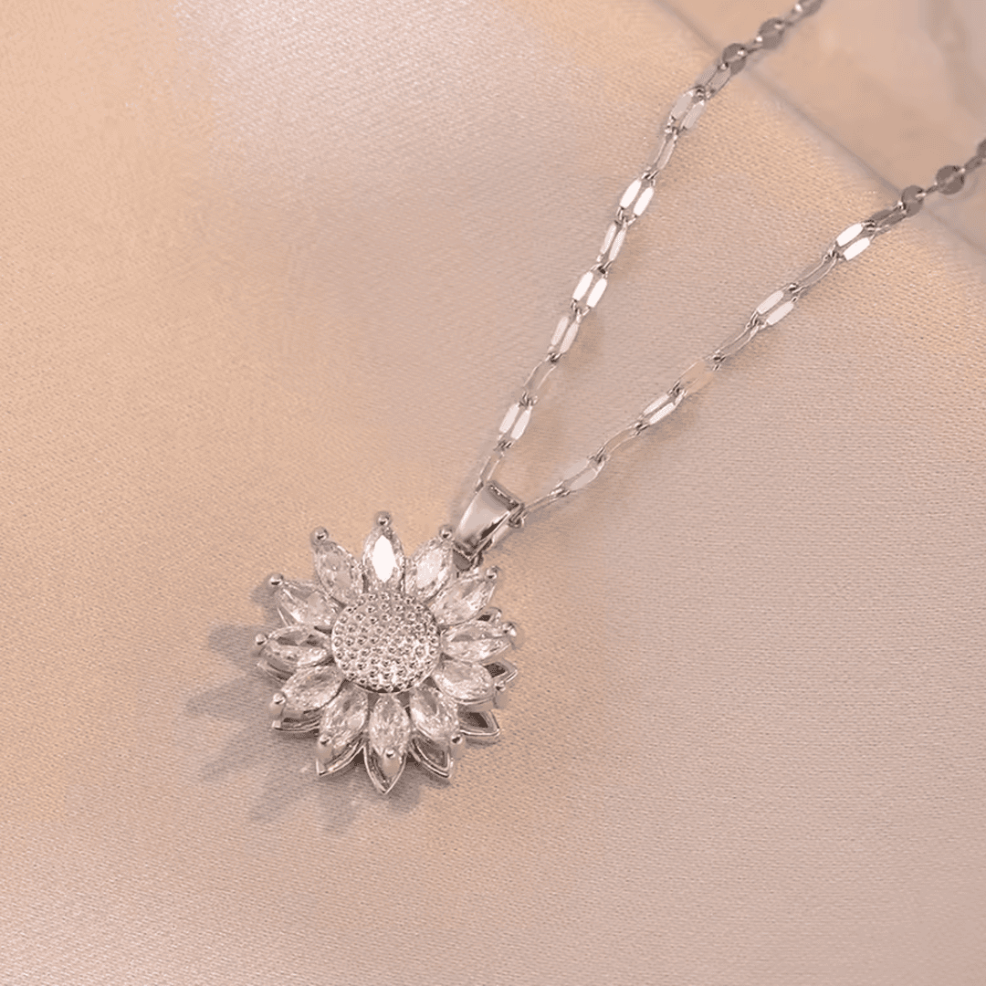 Sunflower Zircon Necklace and Earrings Set
