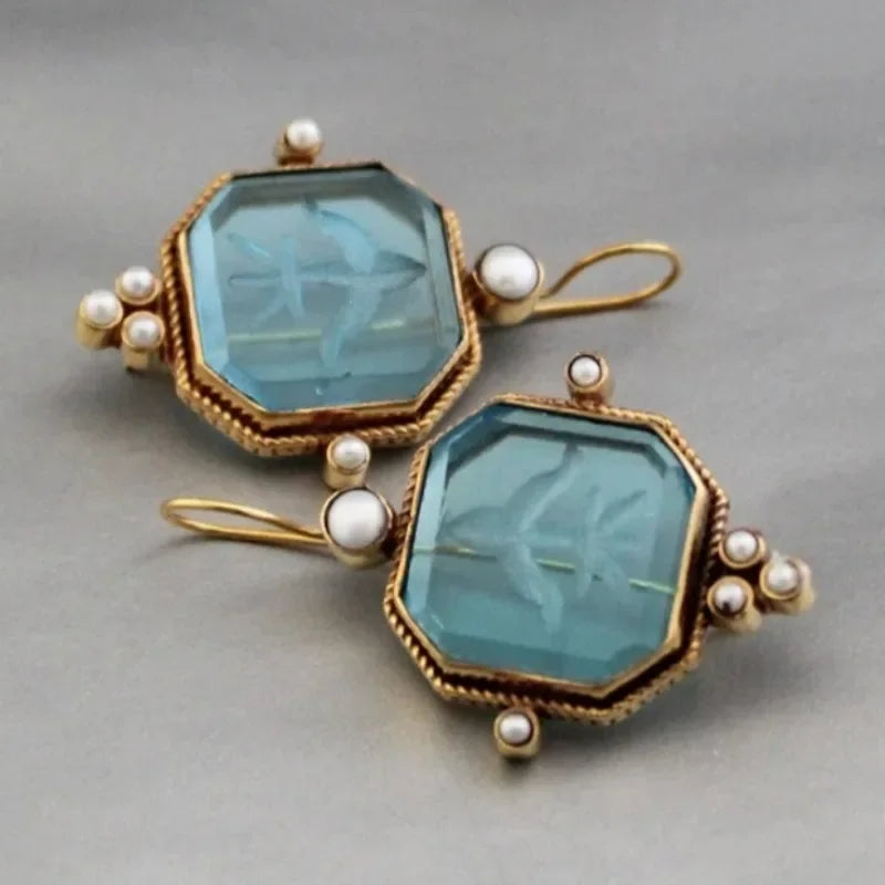Vintage Pearl Geometric Earrings