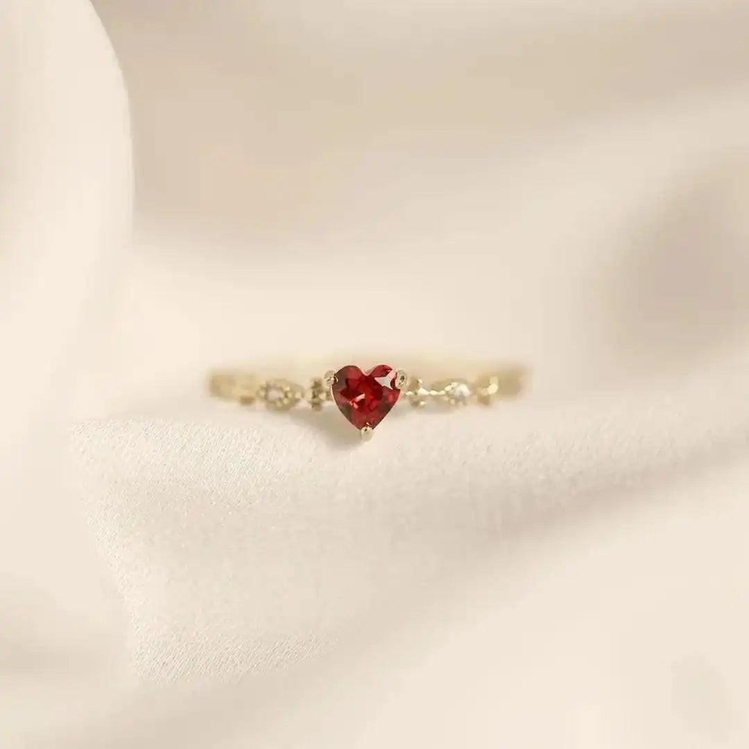 Heartstone Marquise Accent Band Adjustable Ring