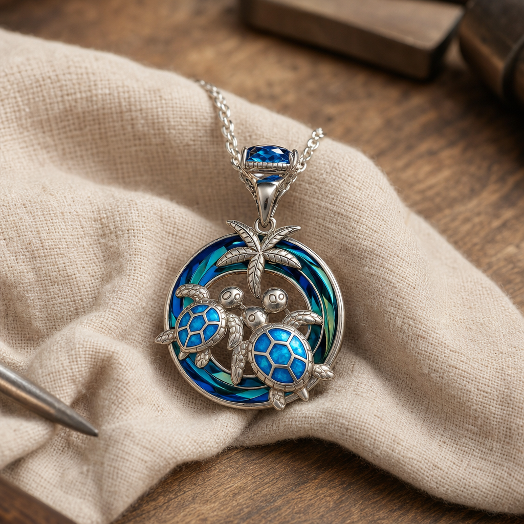 Sea Turtle Pendant Silver Necklace