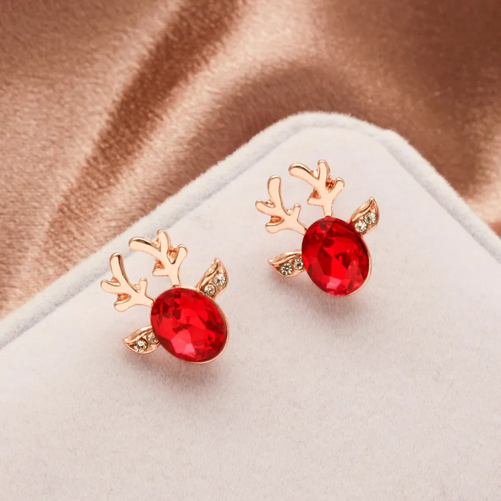 Reindeer Crystal Stud Earrings