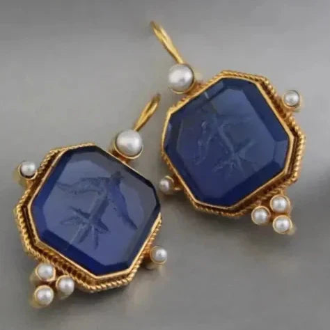 Vintage Pearl Geometric Earrings