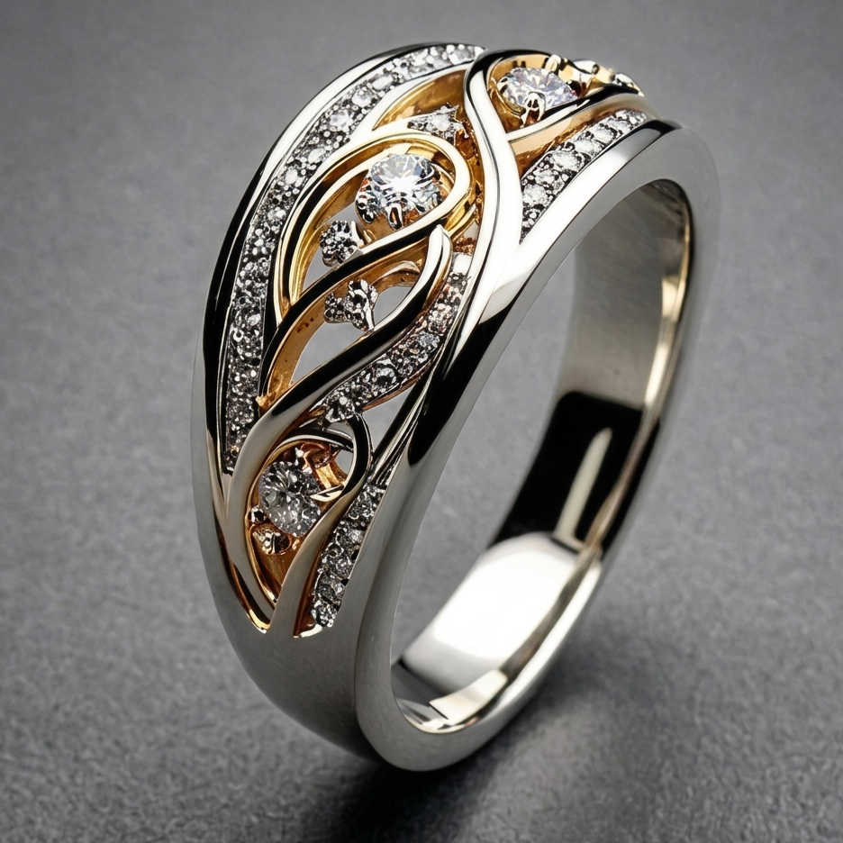 Silver Gold Hoop Ring