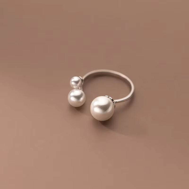 Triple Pearl Silver Ring
