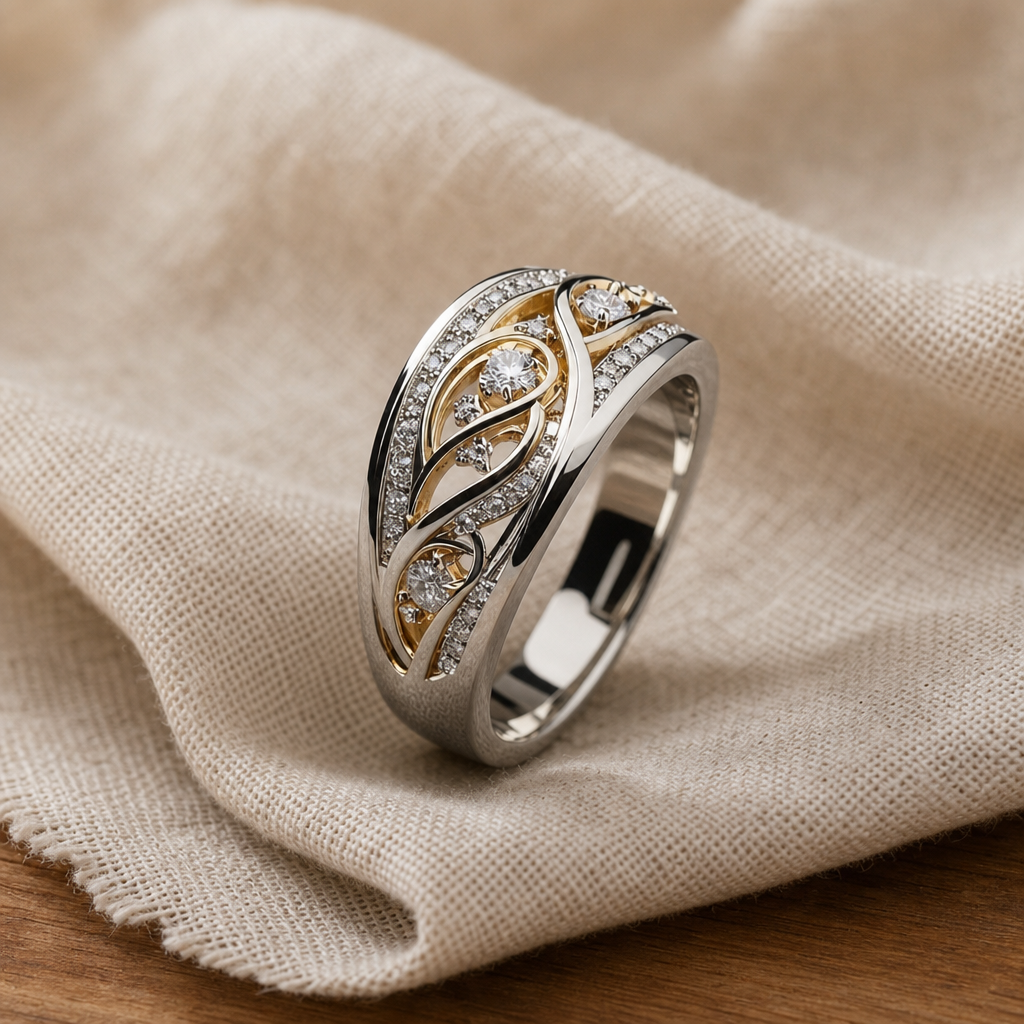 Hollow Gold Zirconia Ring