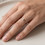 Two Tone Zirconia Twisted Ring