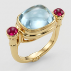 Aqua and Ruby Ring