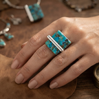 Exquisite Turquoise Cube Ring