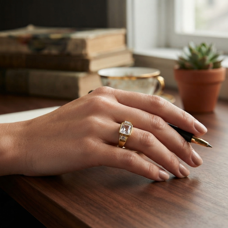Luxury Contrast Zirconia Ring