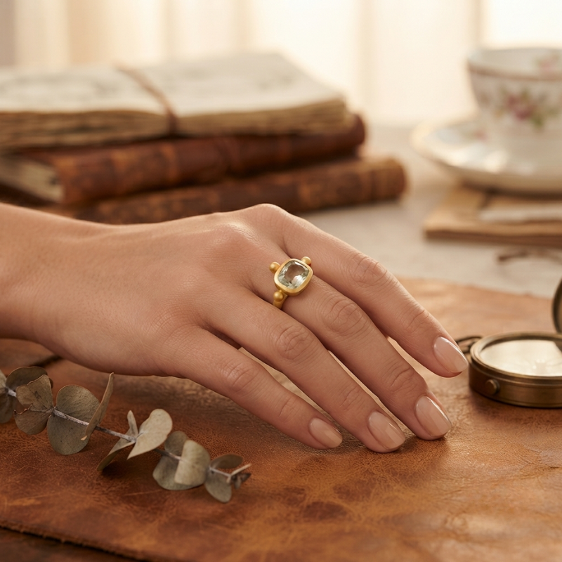 Matte Inlay Statement Ring